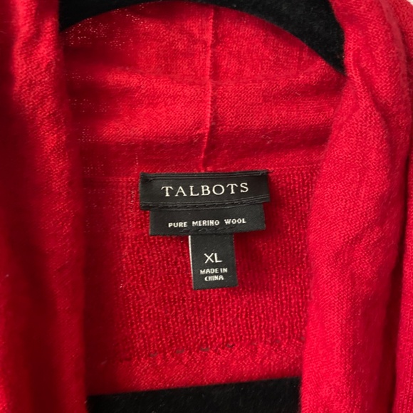 Talbots Beautiful pure merino wool red cardigan with pockets size Xl - Picture 3 of 6